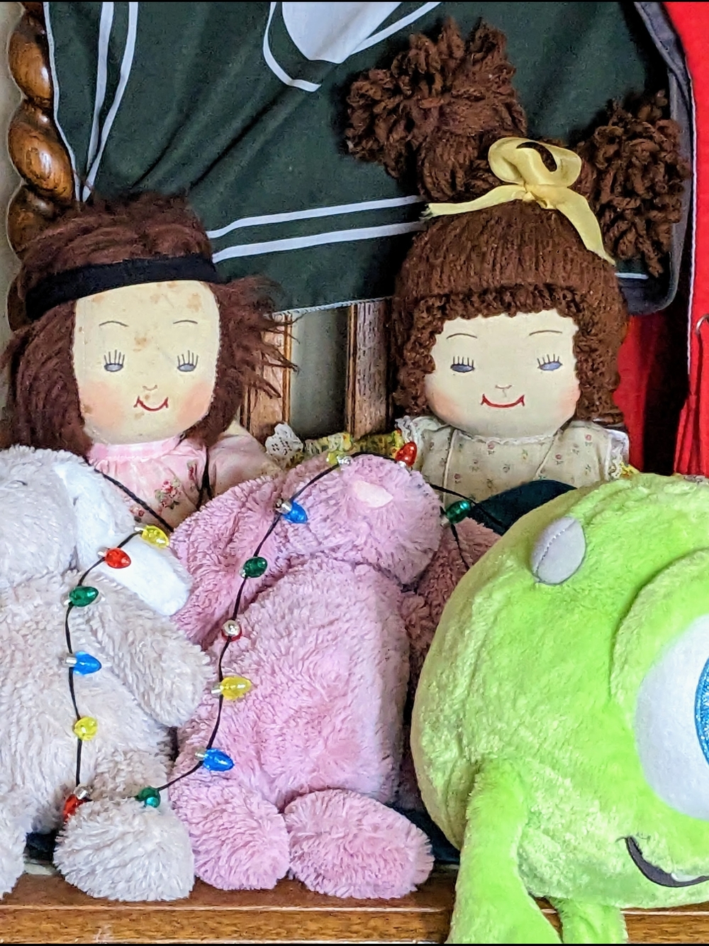 Vintage Pair of Handmade Cloth Dolls in Brown Hair and Outfit. Well Loved 🥰 - Picture 2 of 5